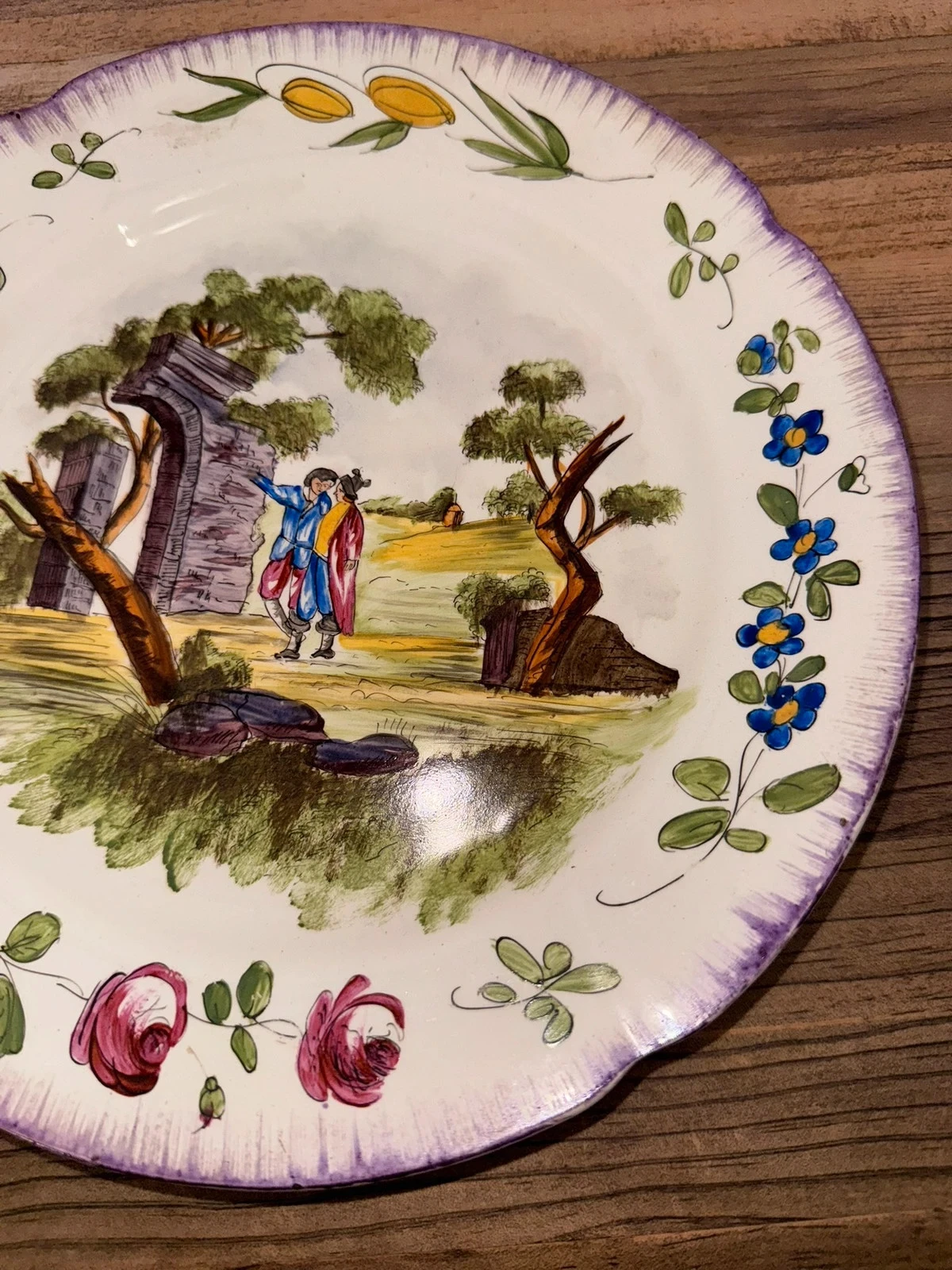 assiette ancienne faïence décor pastoral vp – photo 3